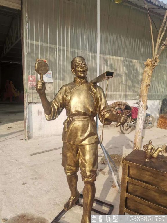 玻璃鋼賣貨郎雕塑 仿銅人物雕塑2